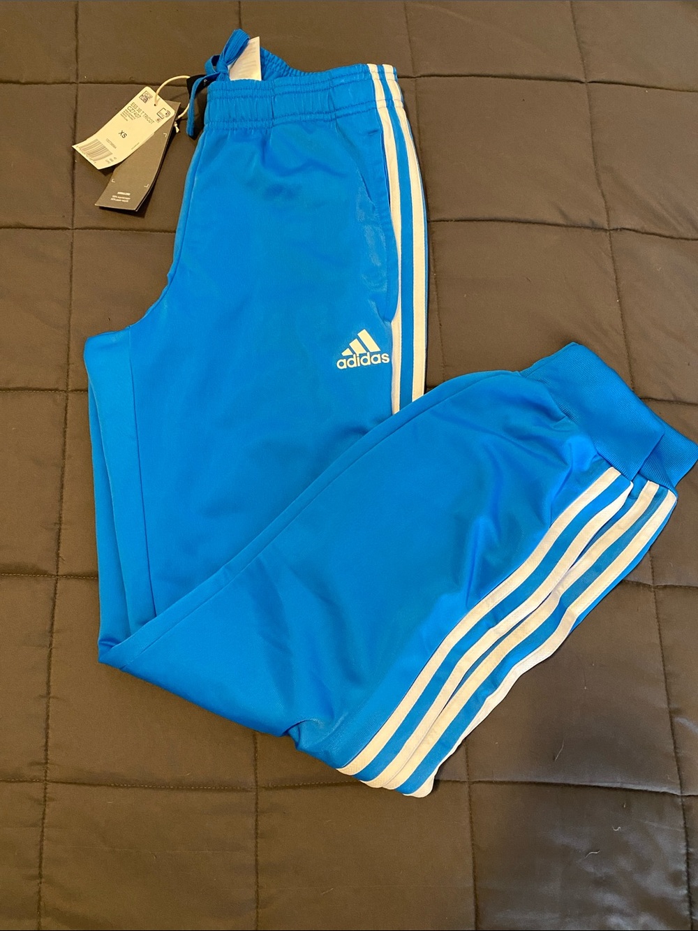 NWT Adidas blue 3-STRIPES TRICOT  TAPERED TRACK PANTS XS - Picture 4 of 11